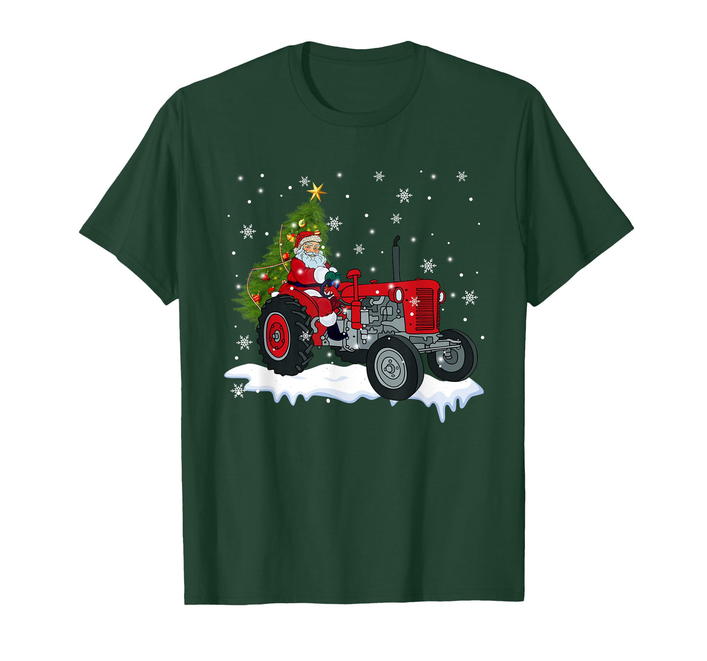 Christmas Santa Claus Riding Tractor Xmas Tree Tractor Lover T-Shirt