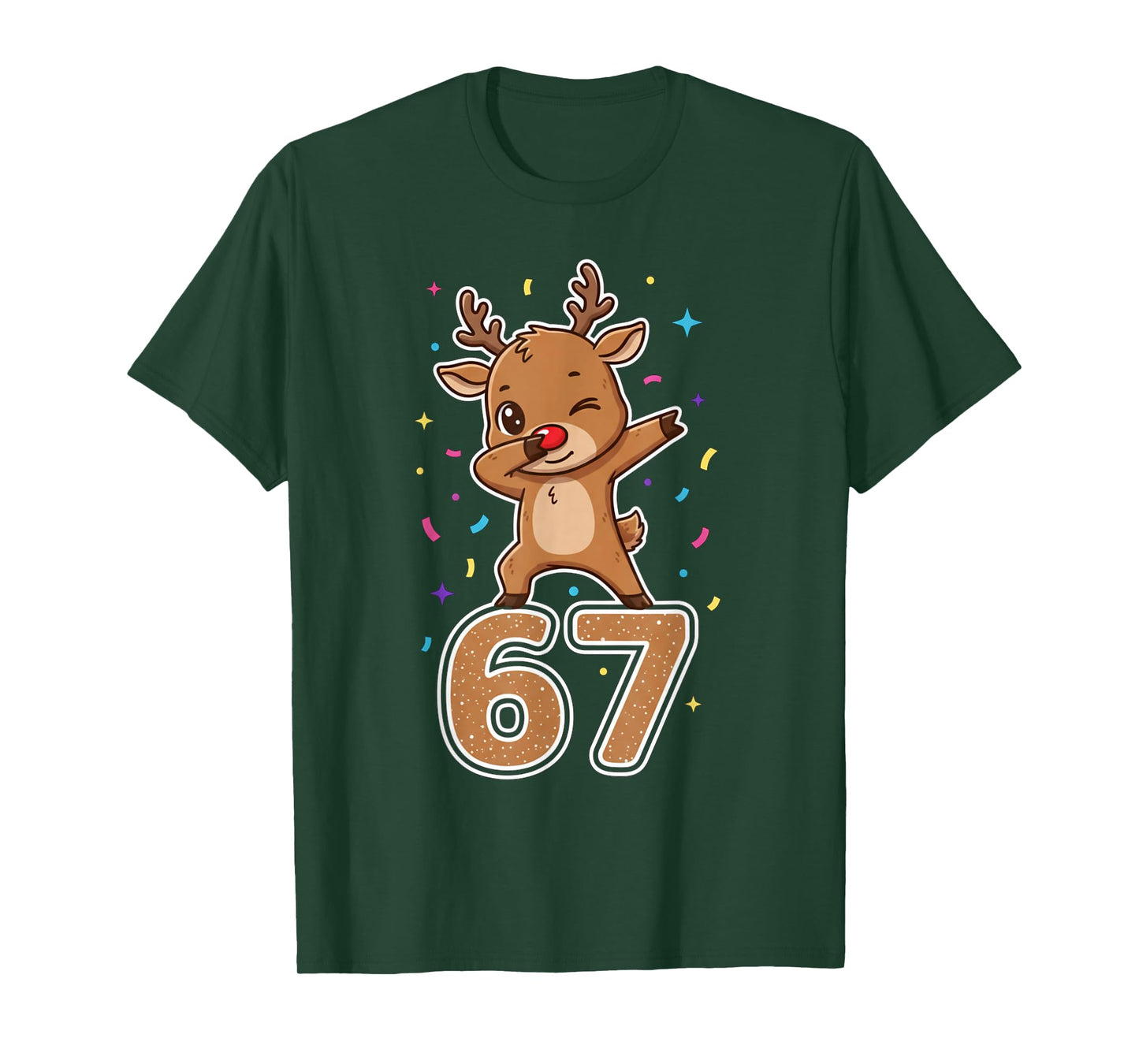 Dabbing 67 Reindeer 67 Funny Six Seven Meme Gen Z Slang T-Shirt