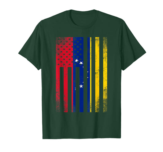 Half Venezuelan Flag | Vintage American Inside Me USA Gift T-Shirt