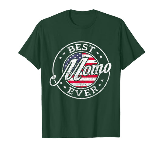 Best Momo Ever USA Flag Mothers Day Family T-Shirt
