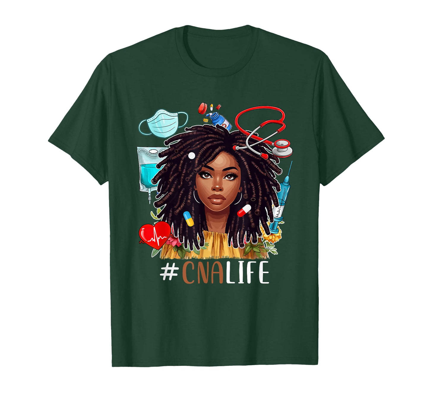 CNA Costume Afro Woman Nurse Nursing Proud Black History T-Shirt