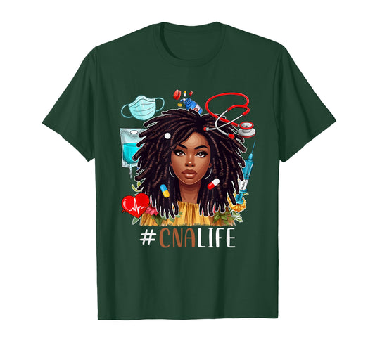 CNA Costume Afro Woman Nurse Nursing Proud Black History T-Shirt