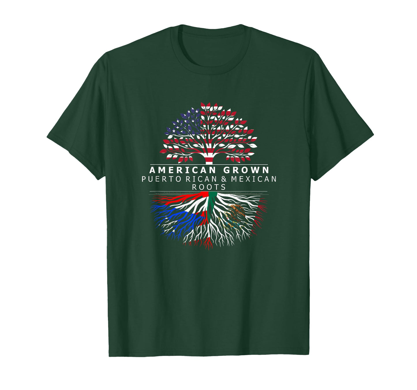American Grown with Flag Heritage Puerto Rican Mexican Roots T-Shirt