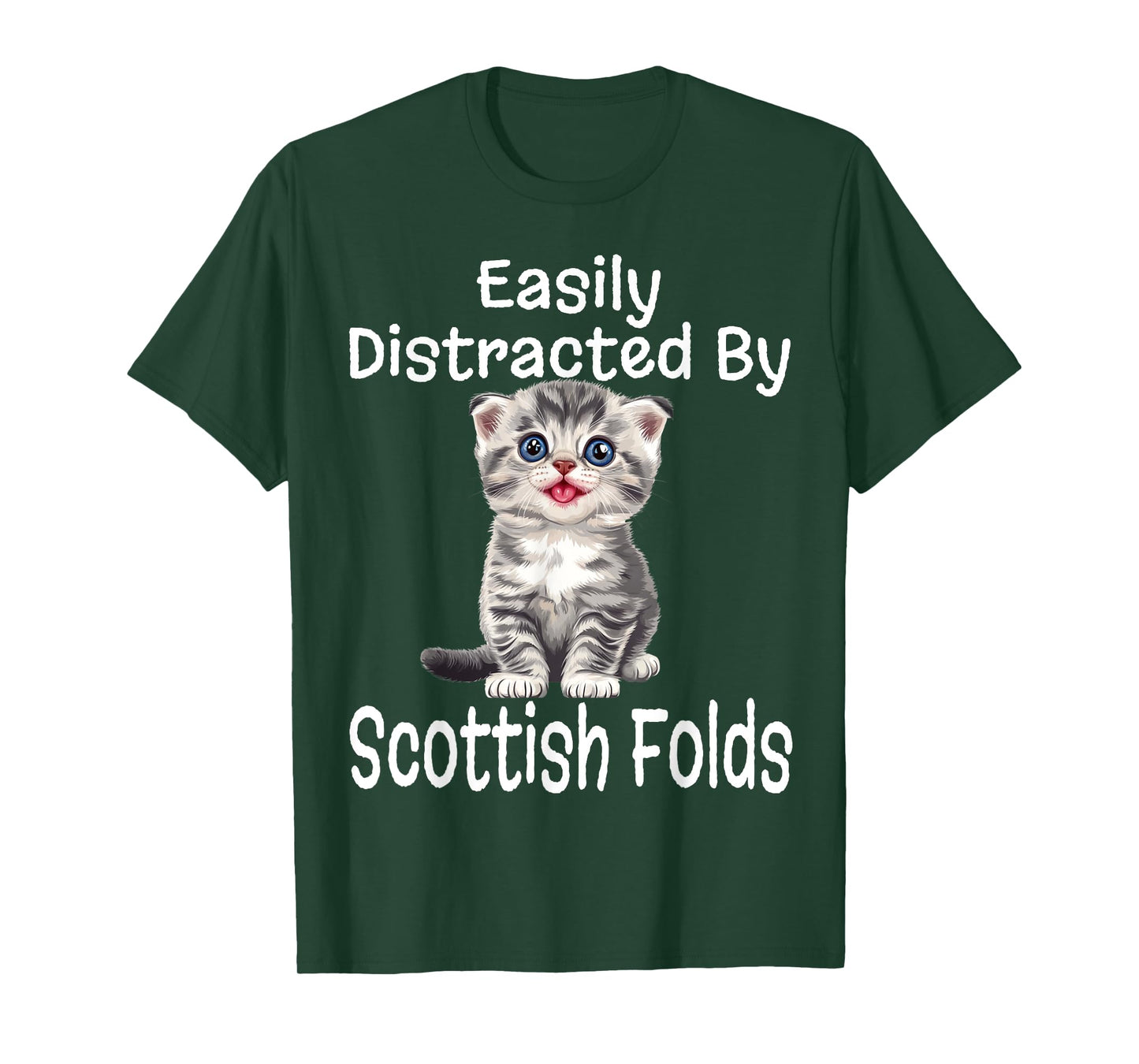 Funny Easily Distracted By Scottish Folds Kitten Lover Cat T-Shirt