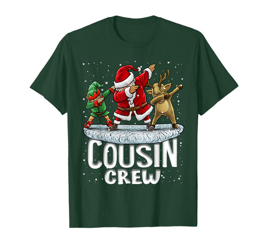 Cousin Crew Santa Elf Dabbing Matching Family Christmas T-Shirt