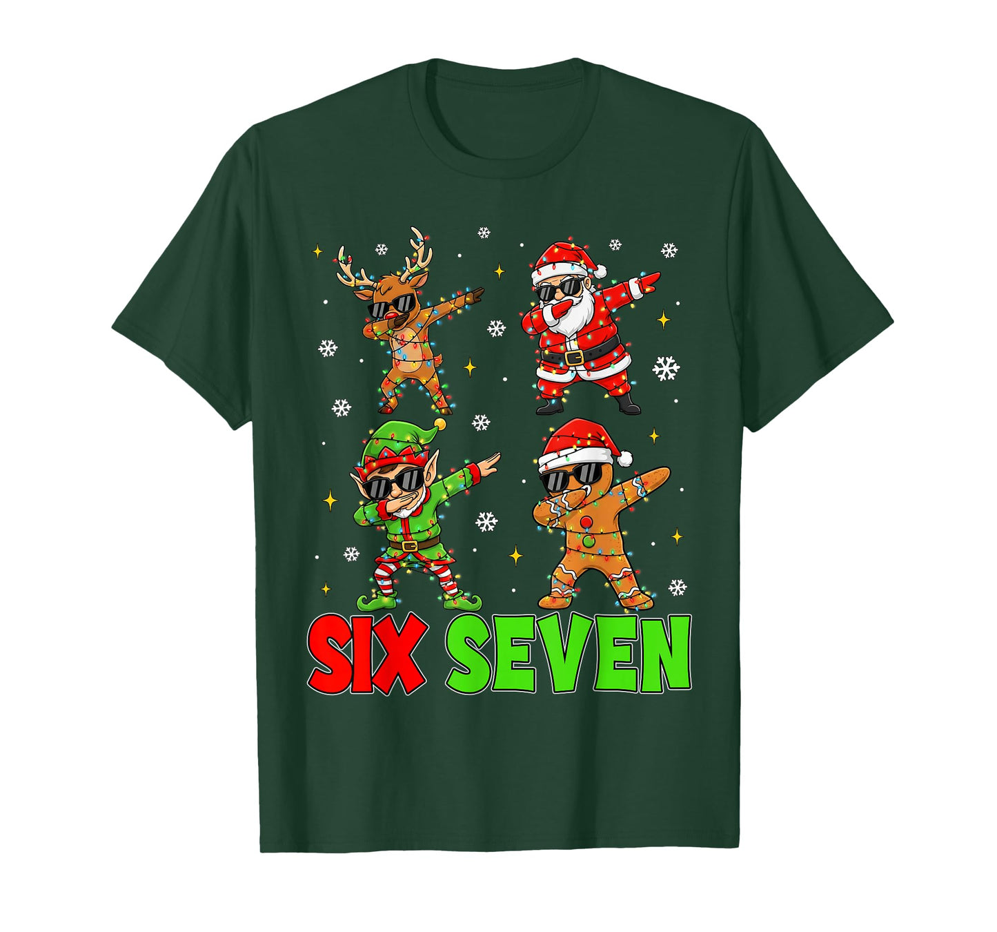 67 Six Seven Santa Reindeer Elf Gingerbread Christmas Kids T-Shirt