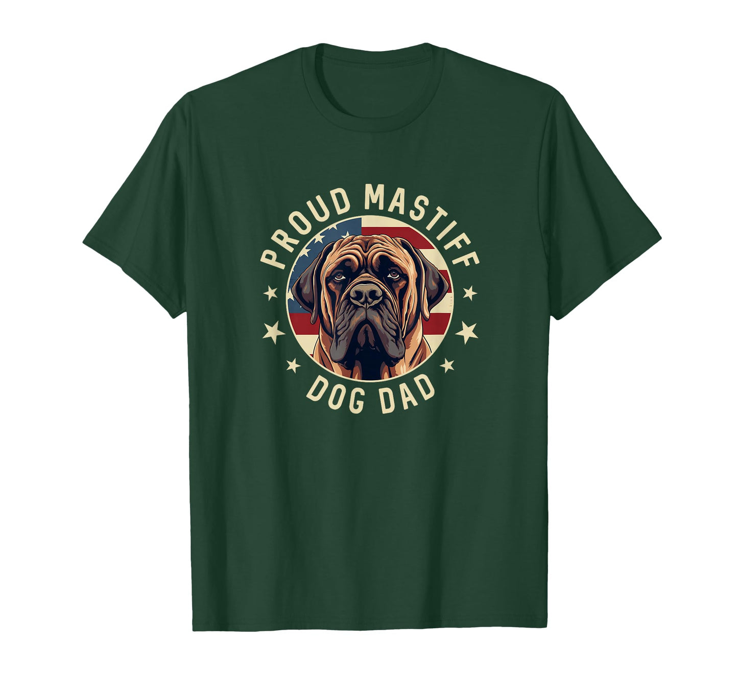 Proud Mastiff Dad American Flag Patriotic Mastiff Dad T-Shirt