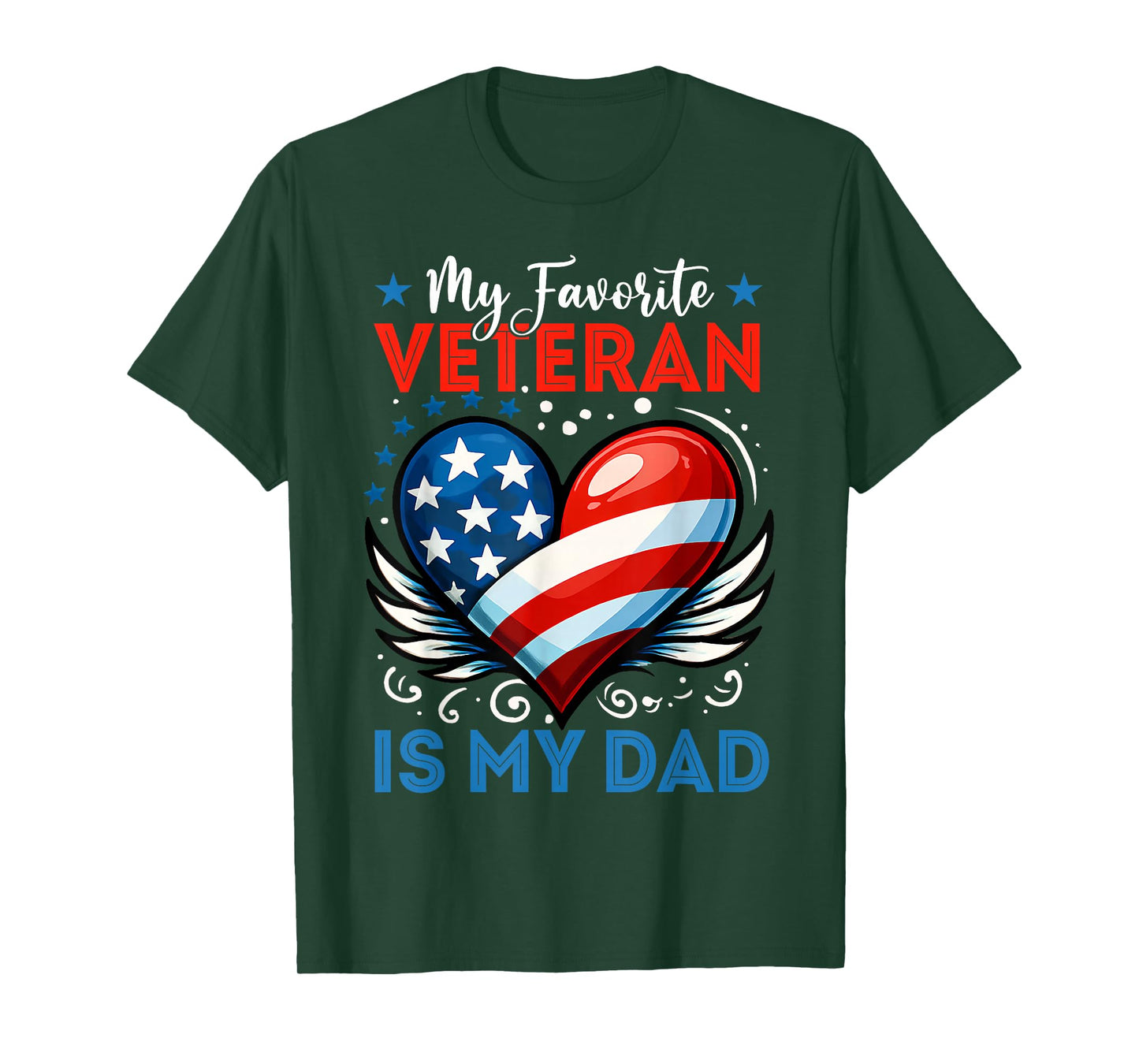 Dad Father's Day My Favorite Veteran is My Dad Heart Kids T-Shirt