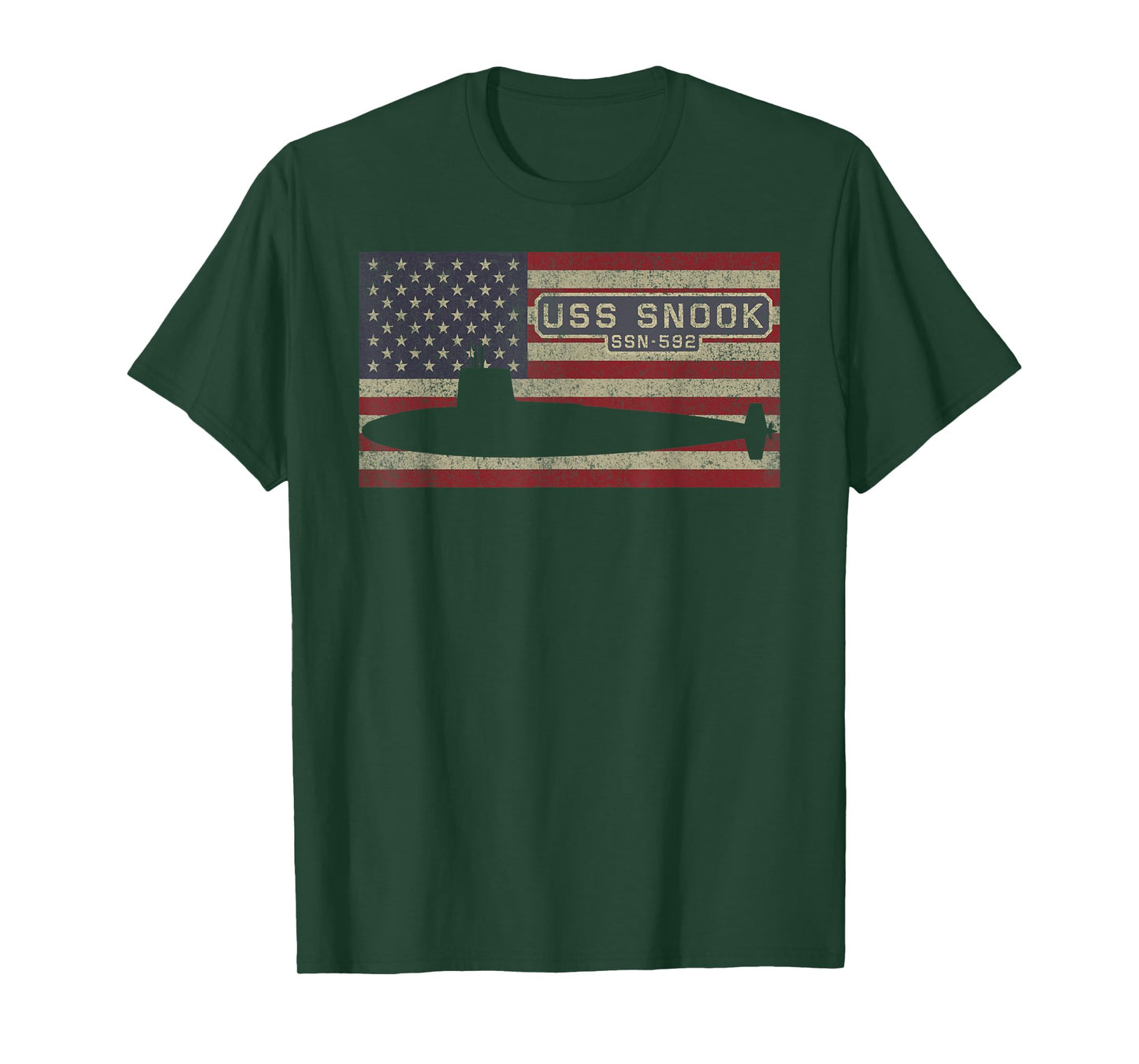 USS Snook SSN-592 Nuclear Submarine USA American Flag T-Shirt
