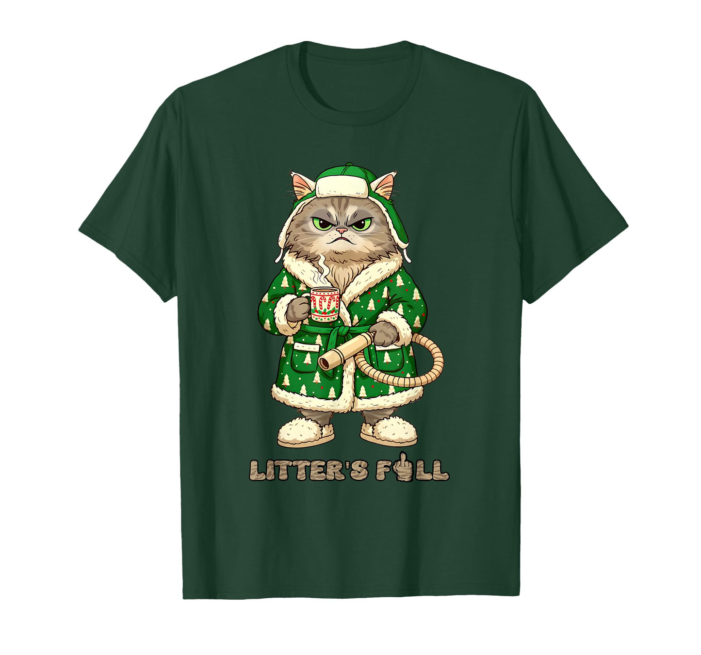 Funny Christmas Cat Litter Full’s Men Women Meme Xmas T-Shirt