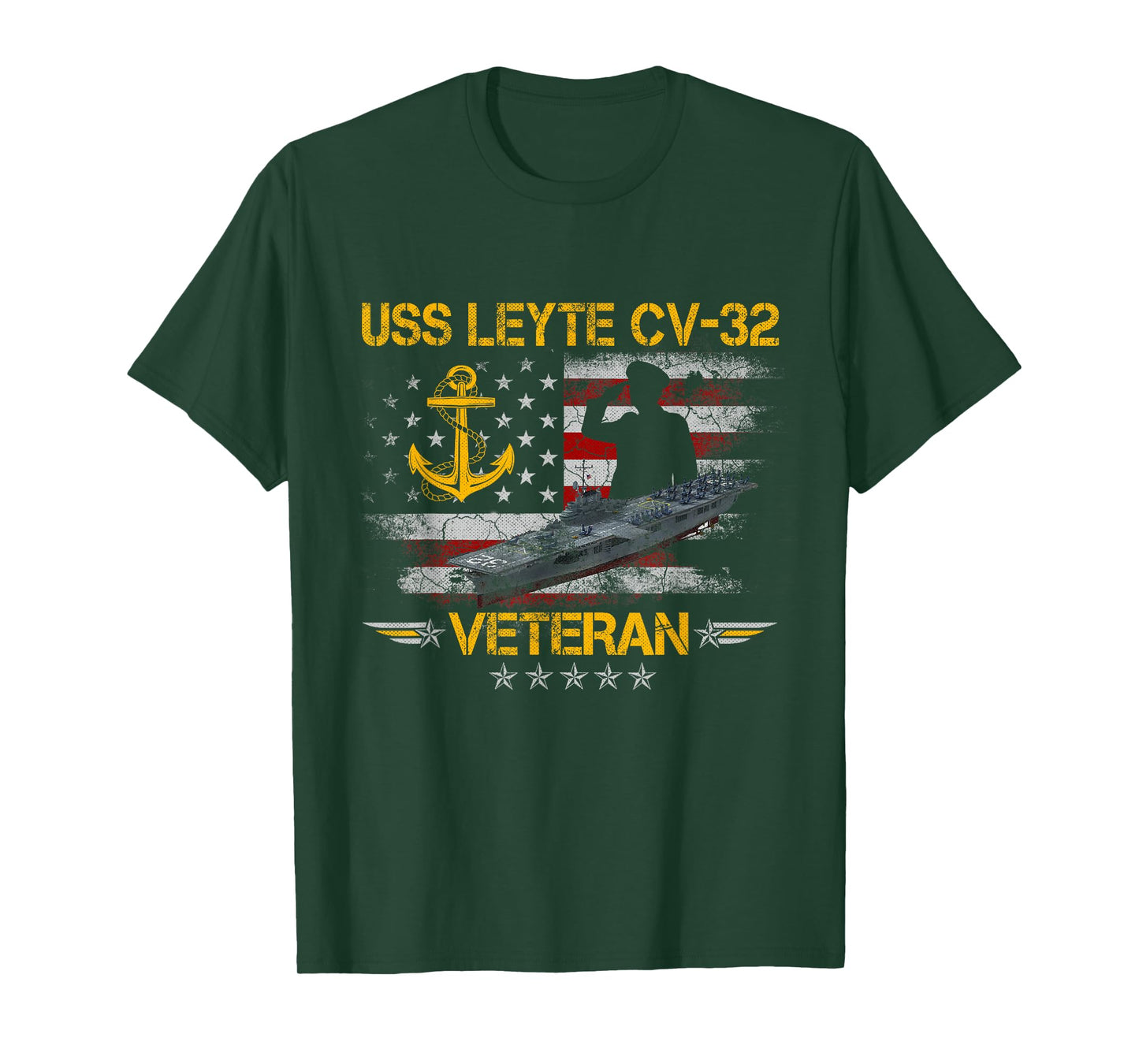 USS Leyte CV-32 Aircraft Carrier Veteran Flag Veterans Day T-Shirt