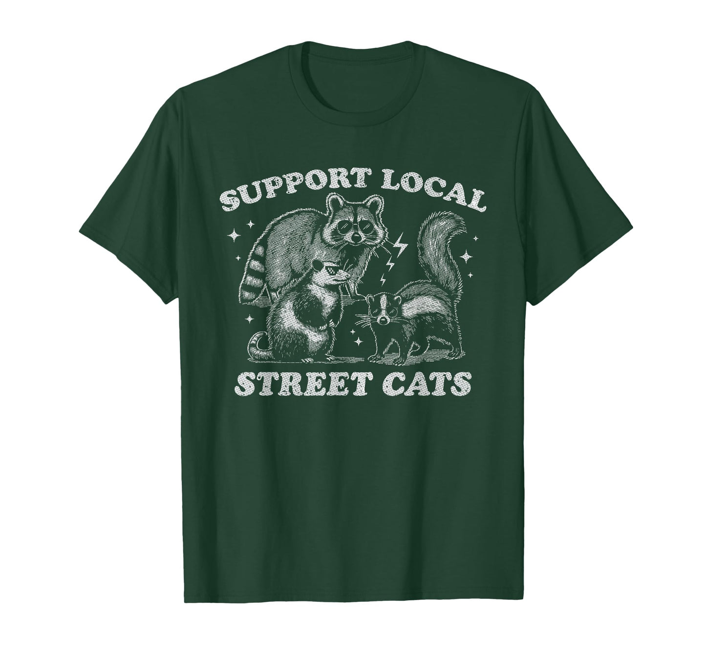 Support Local Street Cats - Raccoon, Possum, and Skunk Trio T-Shirt