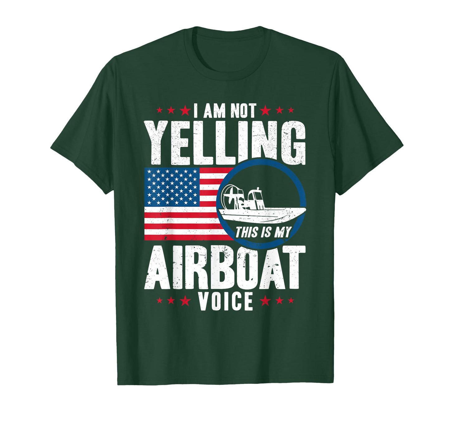 Airboat Captain My Airboat Voice American Flag T-Shirt