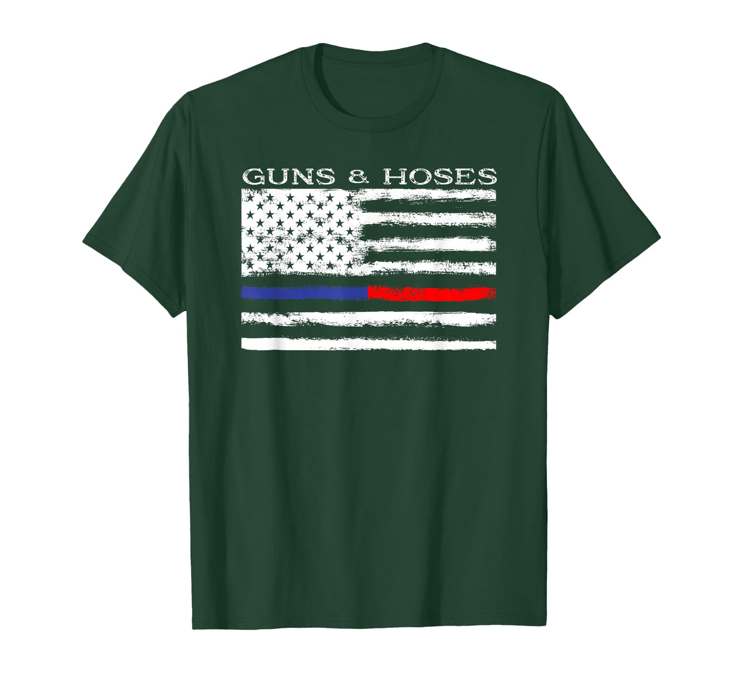 Guns & Hoses Thin Blue Red Line Police & Fire Appreciation T-Shirt