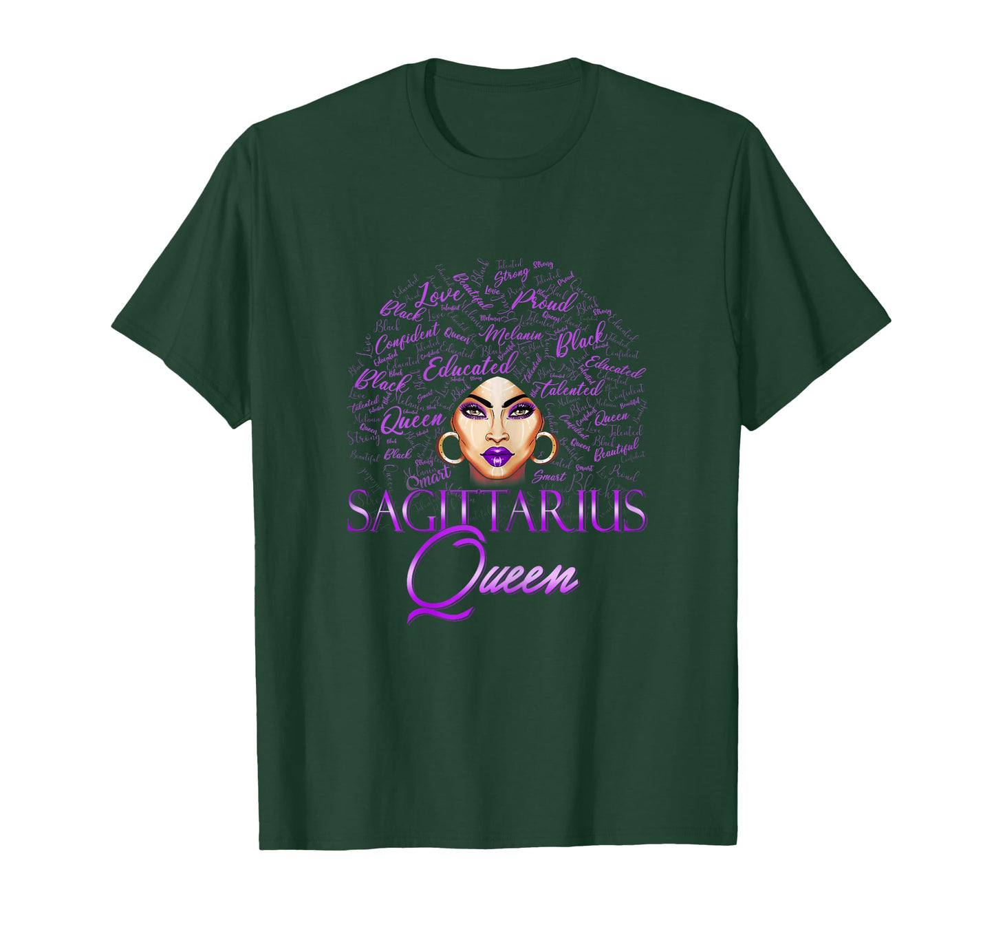 Sagittarius Girl Womens Purple Queen Black Zodiac Birthday T-Shirt