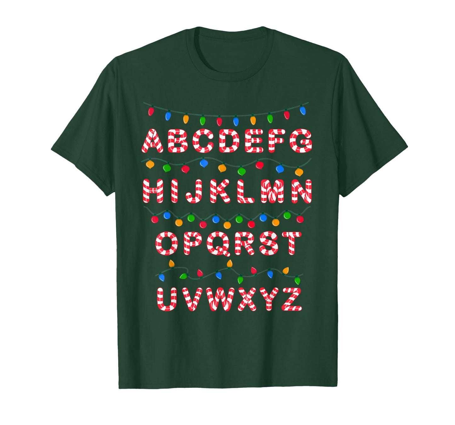 Christmas Alphabet Candy Cane Teachers Students Candy Cane T-Shirt for Men Women Kids