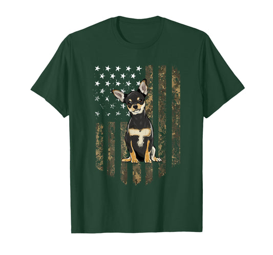 Camo American Flag Black Chihuahua 4th Of July USA T-Shirt for Women Men