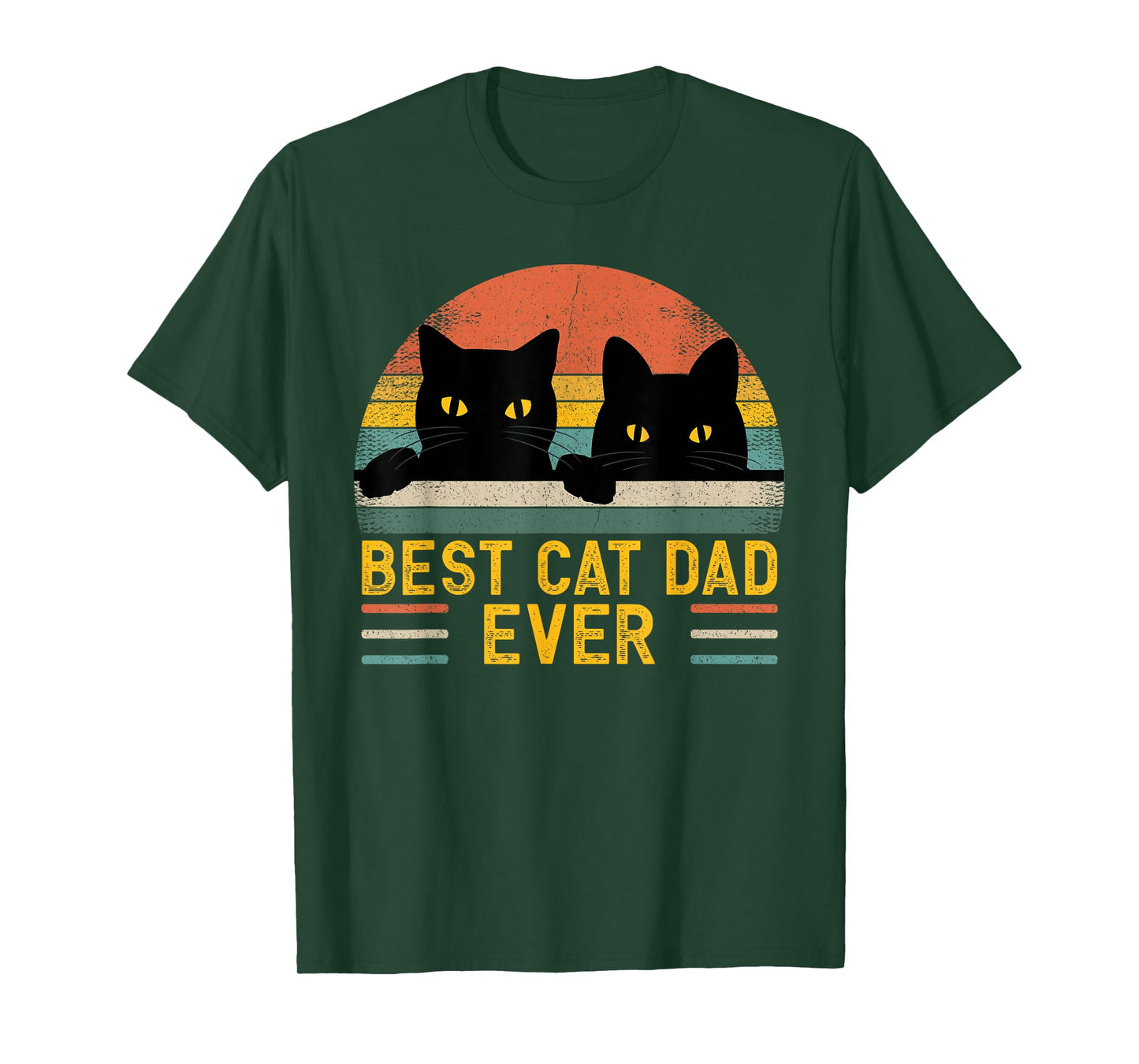 Best Cat Dad Ever Retro Style Black Cats Lover T-Shirt