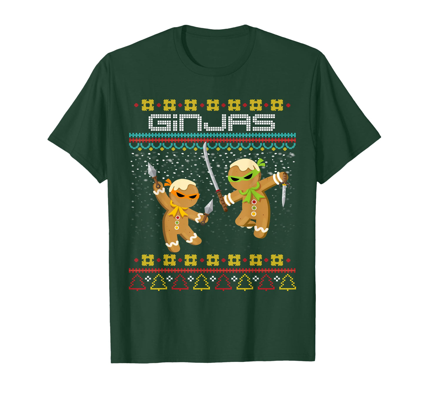 Funny Ginjas Gingerbread Ninjas Funny Ugly Christmas Sweater T-Shirt
