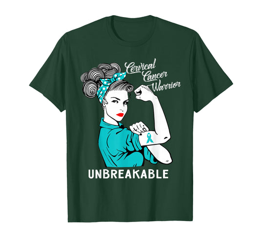 Cervical Cancer Warrior Unbreakable T-Shirt Awareness Gift T-Shirt