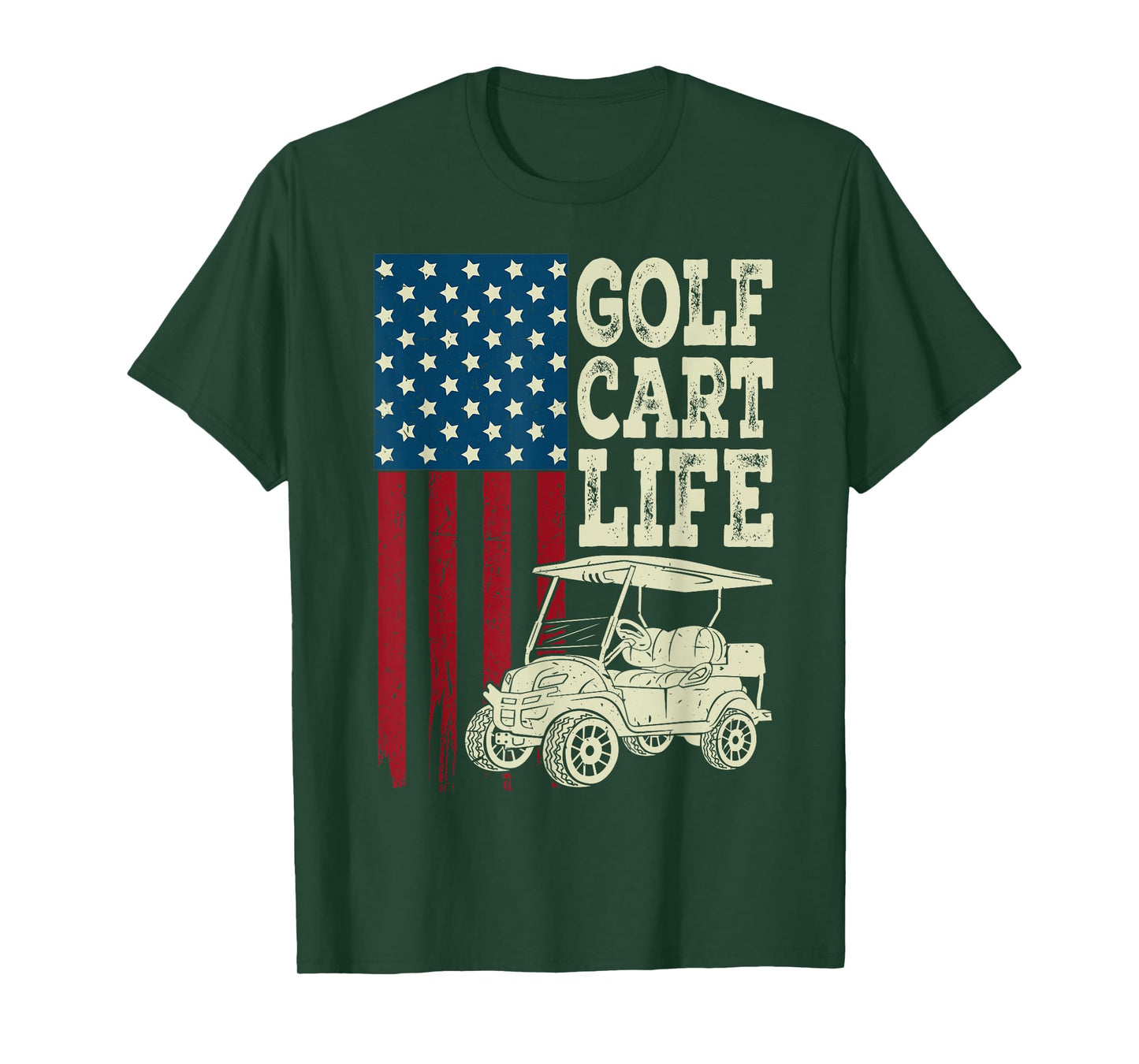 Golf Cart Life Shirt Men Women Kids American Flag Funny Dad T-Shirt