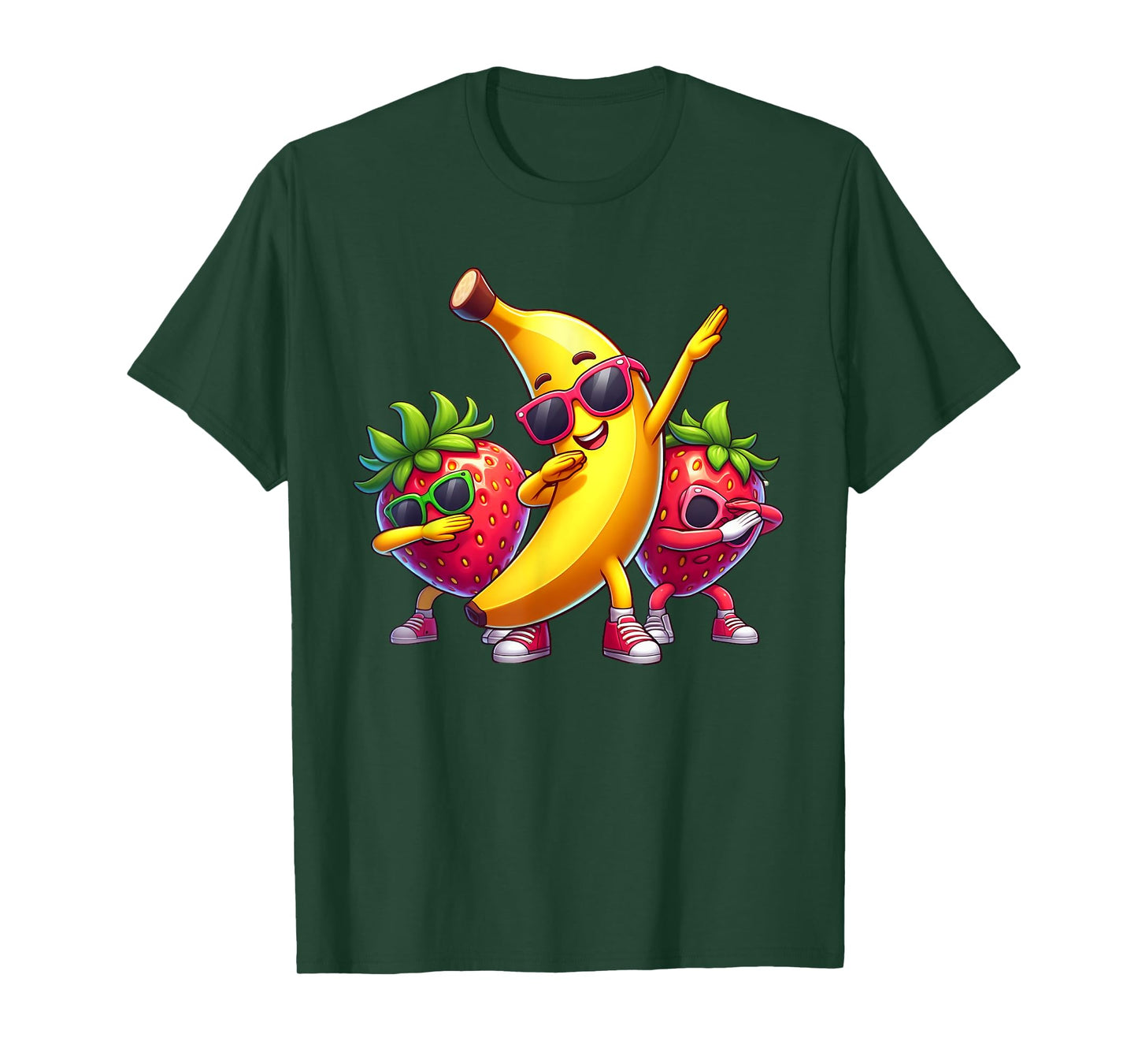 Dabbing Yellow Banana & Strawberry Funny Fruit Dab Dancing T-Shirt