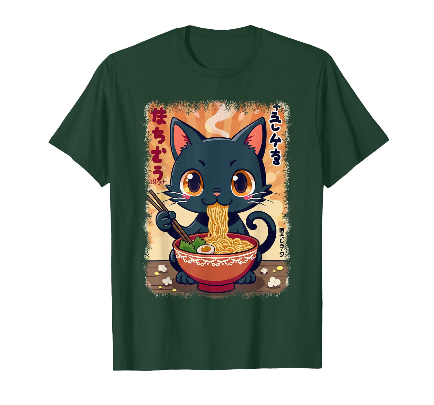 Cat & Ramen Noodle, Japanese Kawaii & Anime & Manga Cat T-Shirt