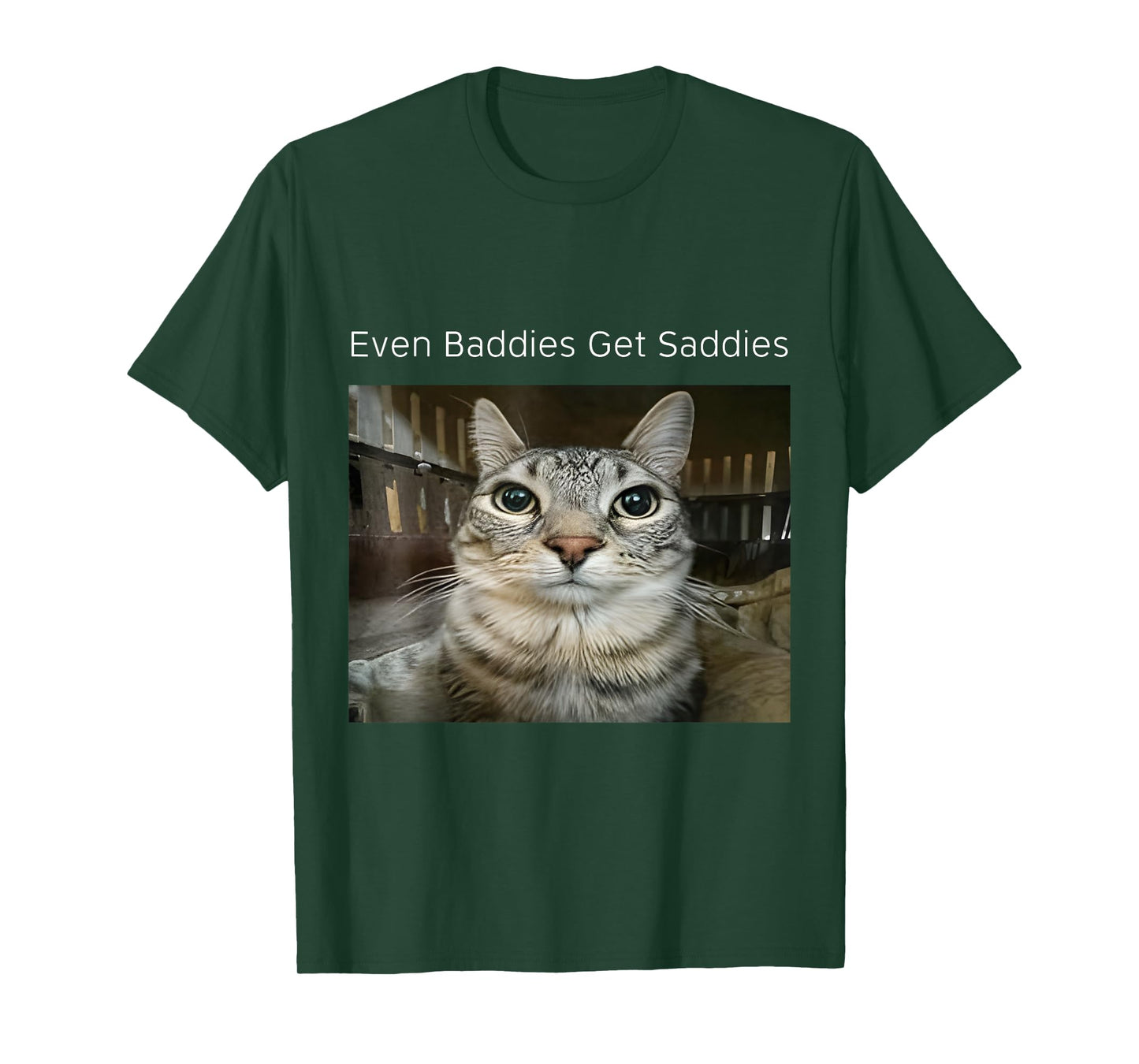 Even Baddies Get Saddies Funny Cat Meme Unhinged T-Shirt