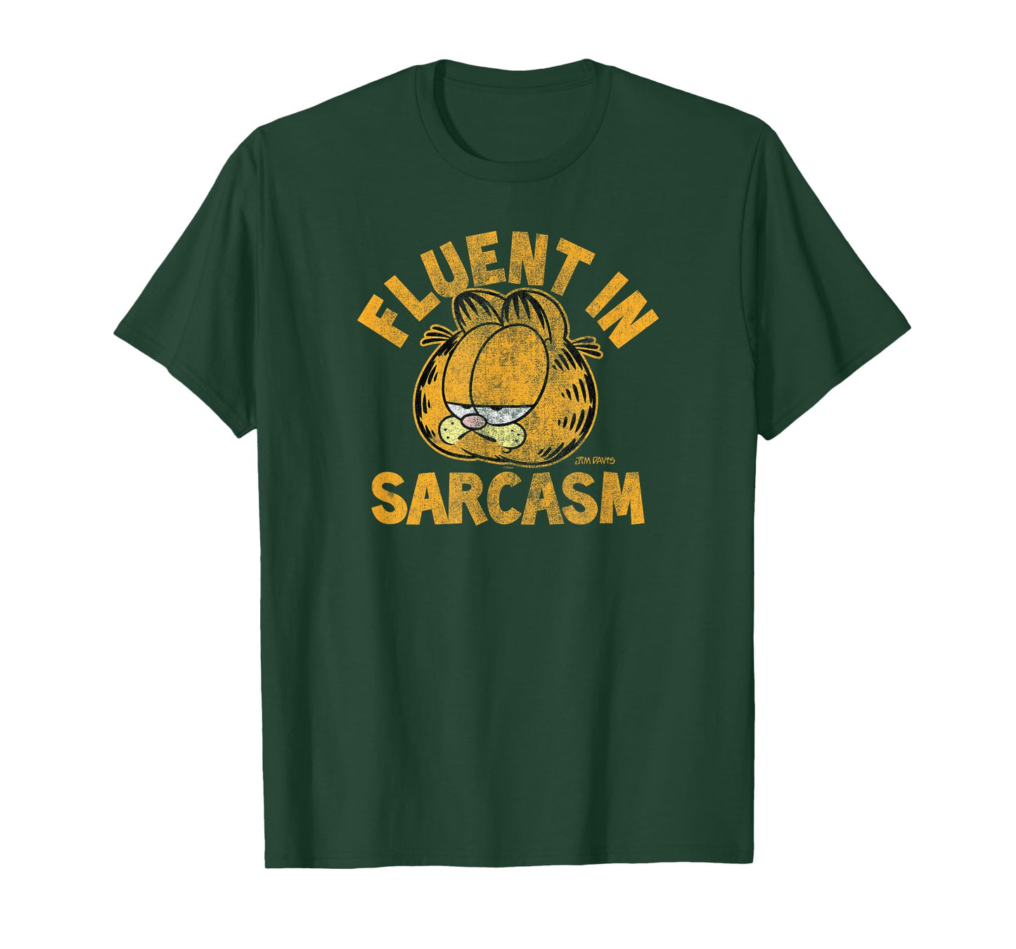 Garfield Fluent in Sarcasm Distressed Cartoon Cat T-Shirt