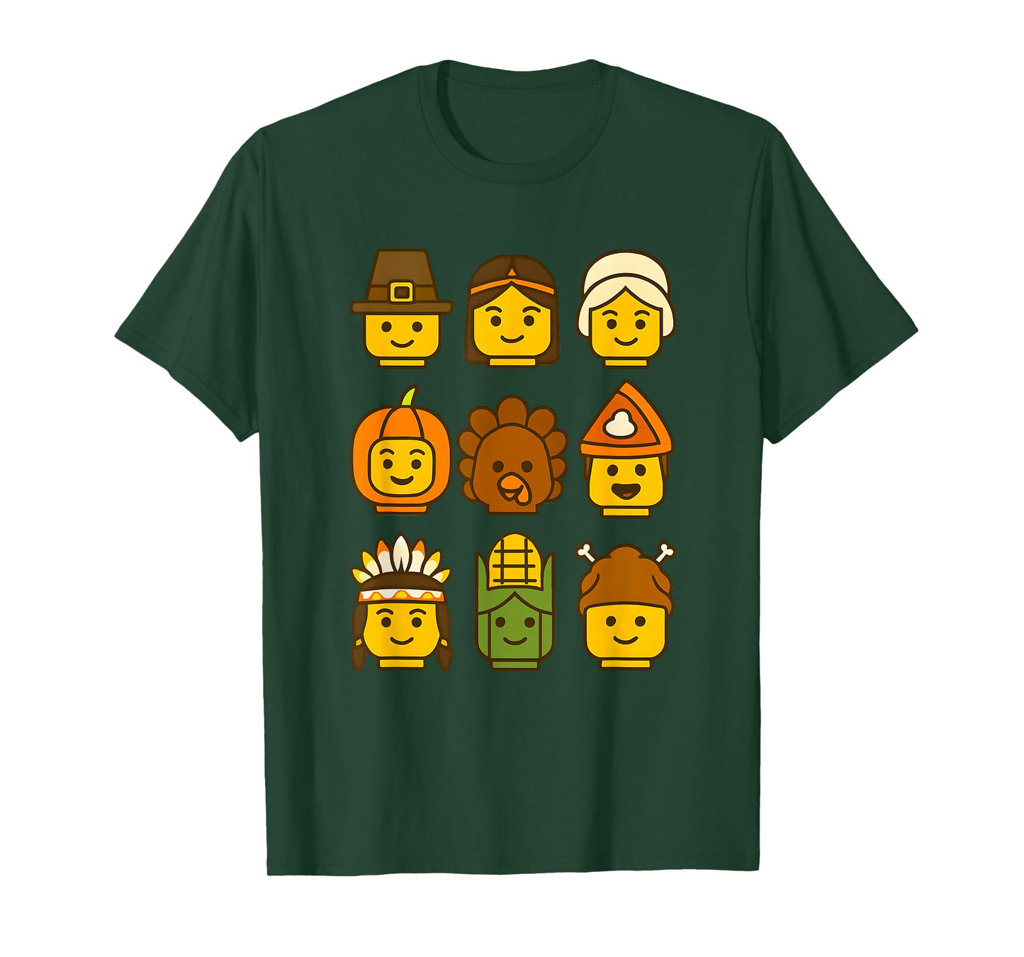 Thanksgiving Building Brick Turkey Boys Kids Toddler Youth T-Shirt