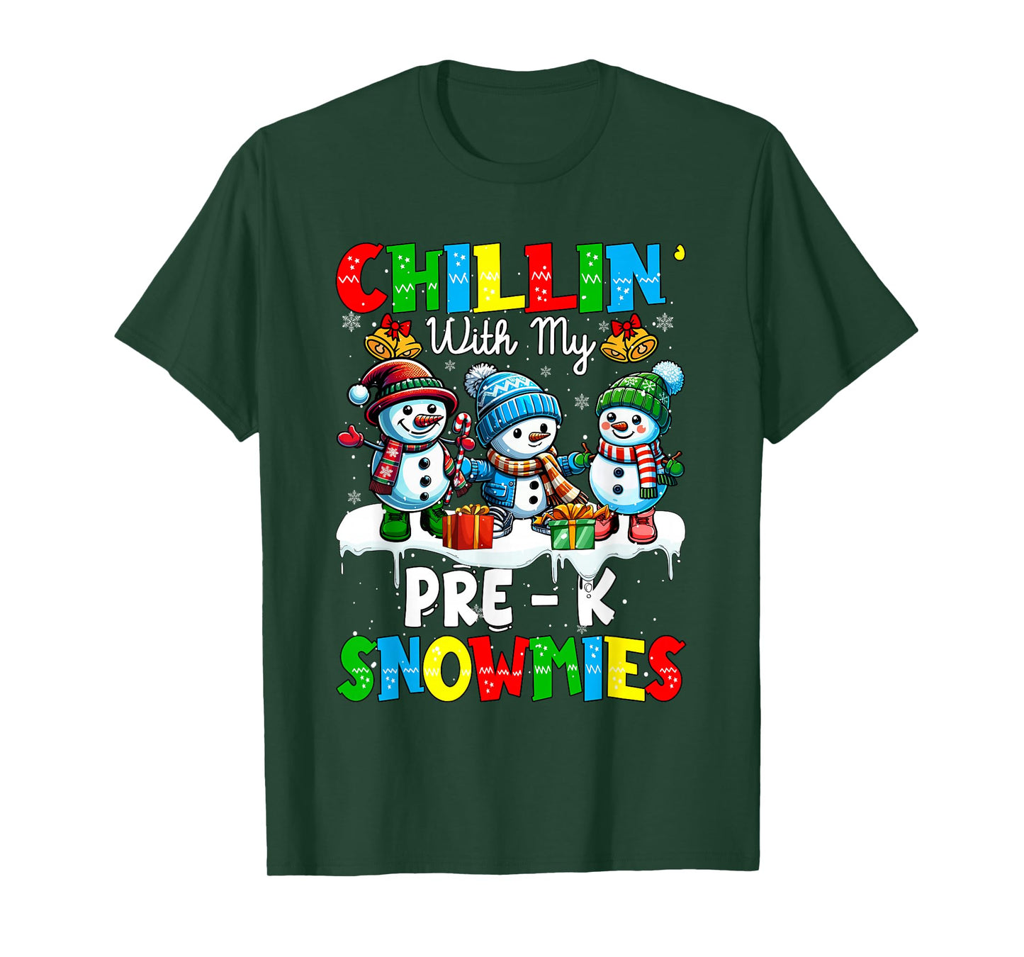 Chillin' With My Pre - K Snowmies Xmas Teacher Students T-Shirt