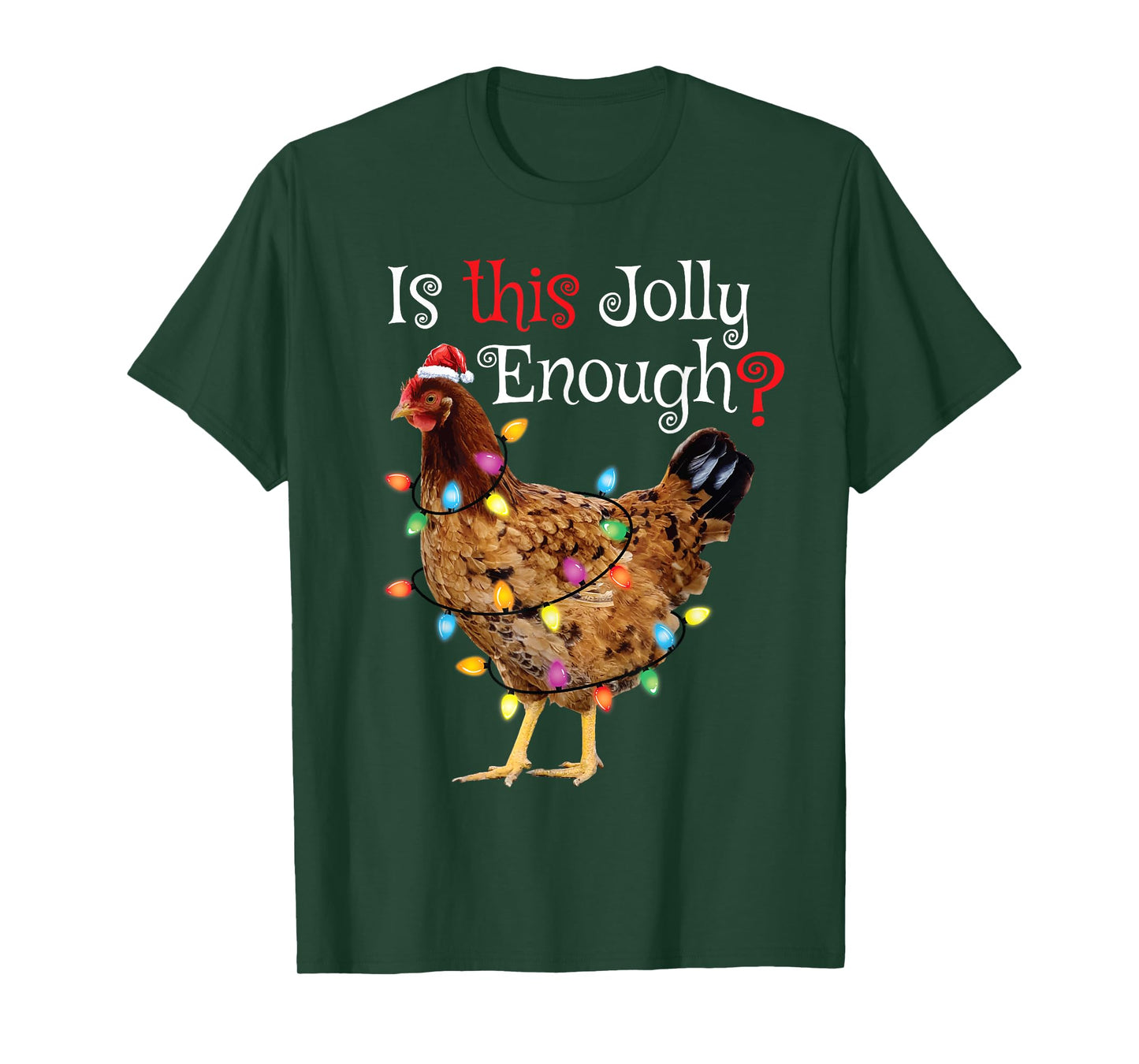 Christmas Chicken Shirt Women Men Kids Funny Santa Chicken T-Shirt