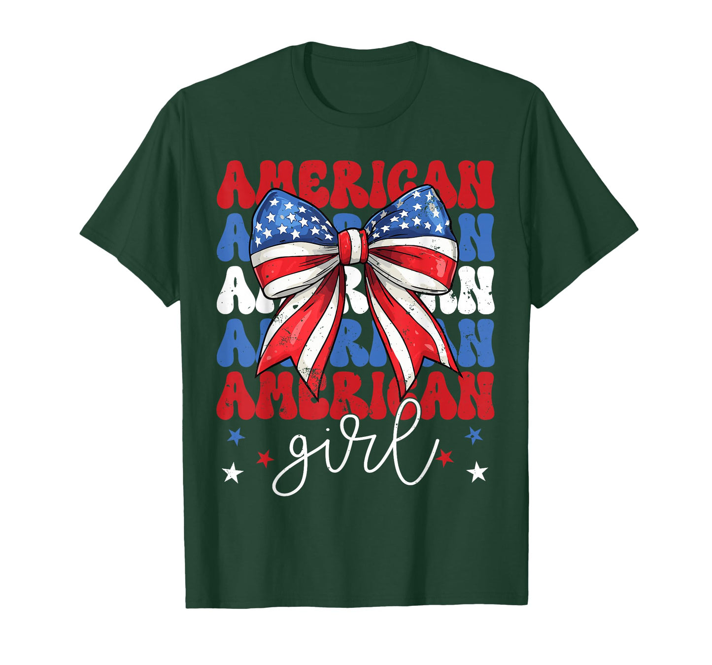 Coquette Bow American Girl Toddler Kid 4th of July Patriotic T-Shirt