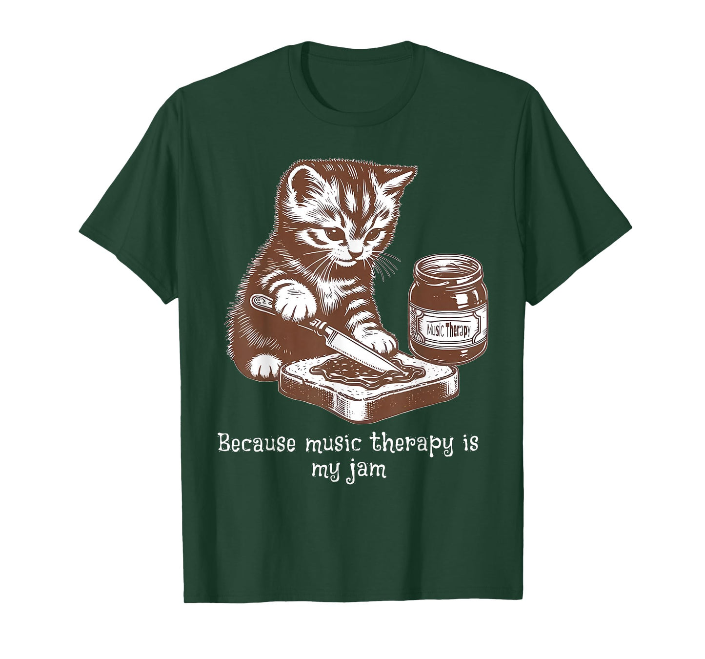 Because Music Therapy Is My Jam Musical Therapist Cat Lover T-Shirt