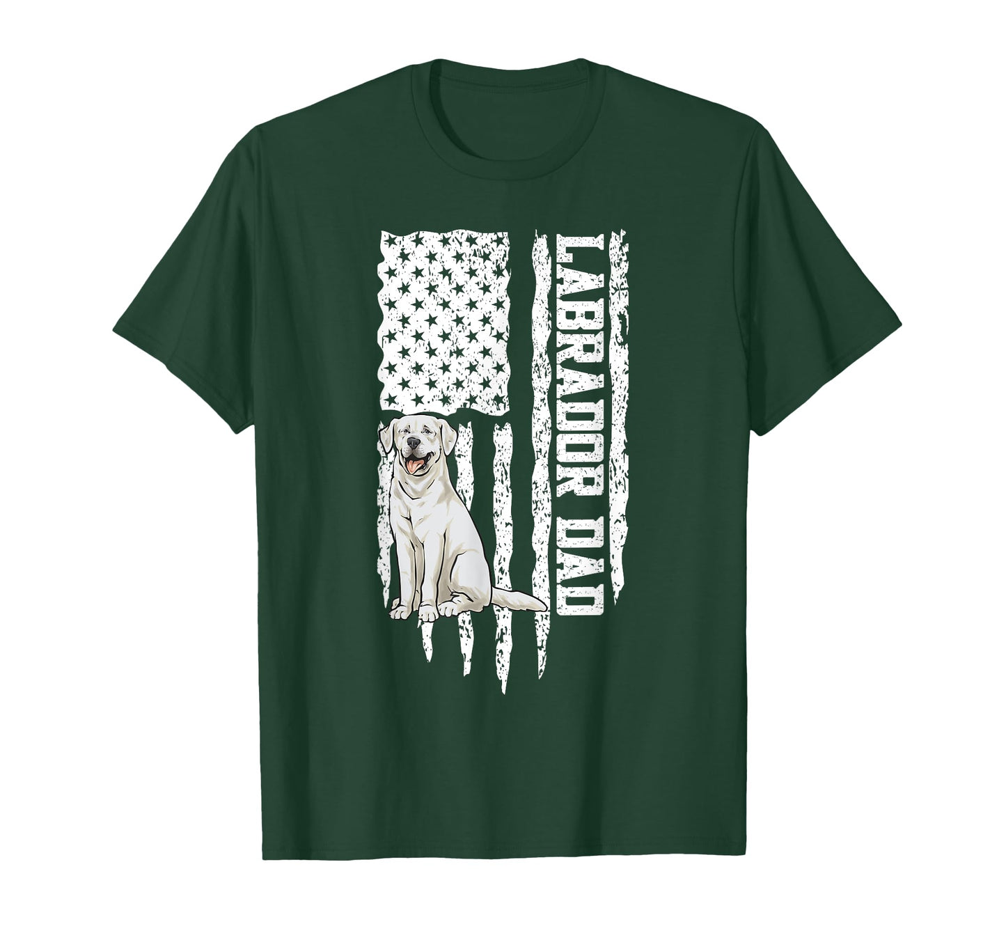 White Labrador Dad American Flag White Lab T-Shirt