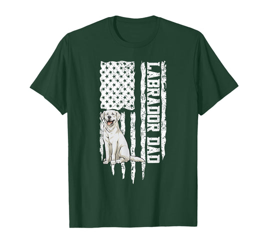 White Labrador Dad American Flag White Lab T-Shirt