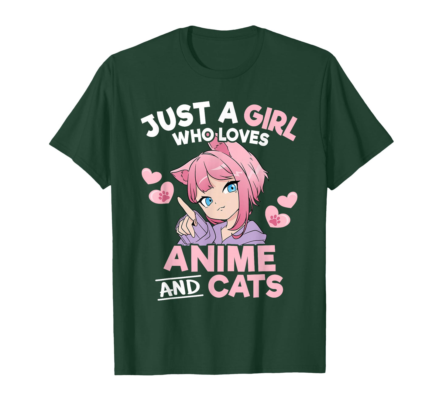 Just A Girl Who Loves Anime and Cats Cute Otaku Manga T-Shirt