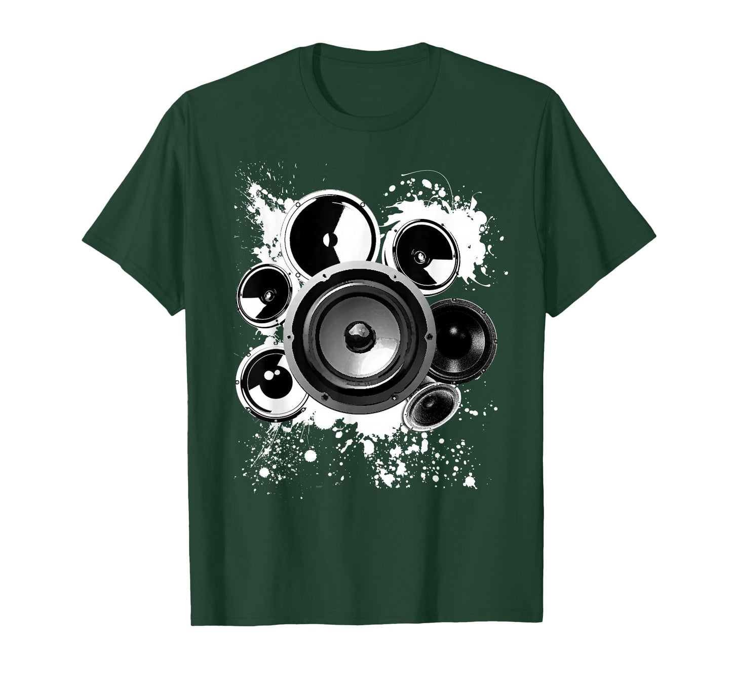 Speaker Techno Bass Music Graphics & Gifts Black EDM Electronic Music T-Shirt Men's Small Classic Fit Crew Neck Short Sleeve Cotton Blend T-Shirt
