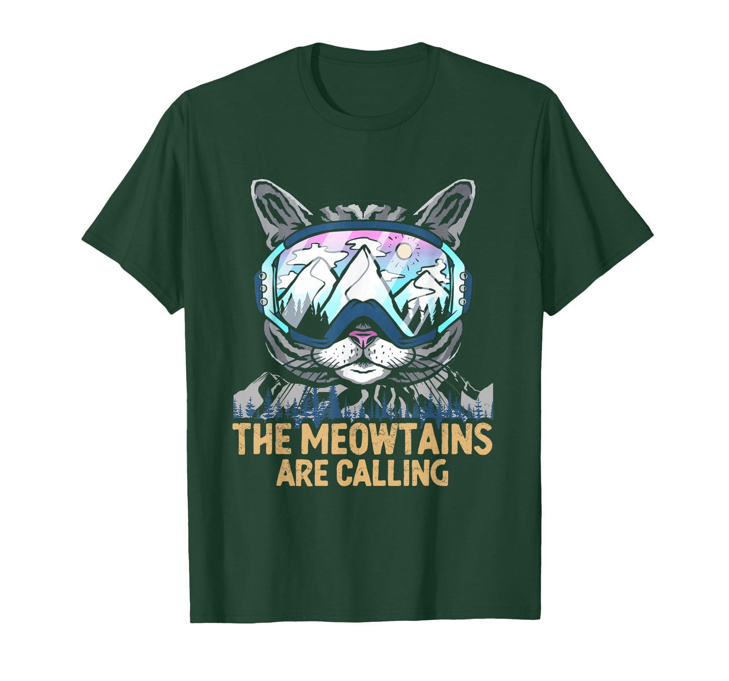 Meowtains Are Calling | Winter Sports Cat | Ski Snowboard T-Shirt