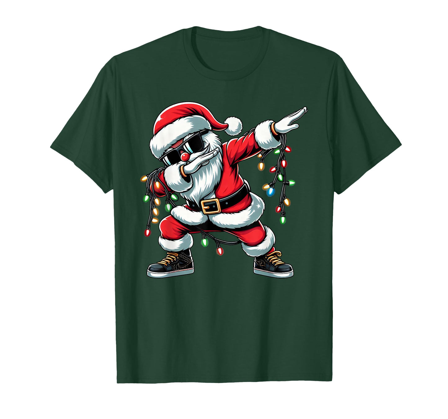 Funny Dabbing Santa Xmas Lights Girls Boys Kids Christmas T-Shirt