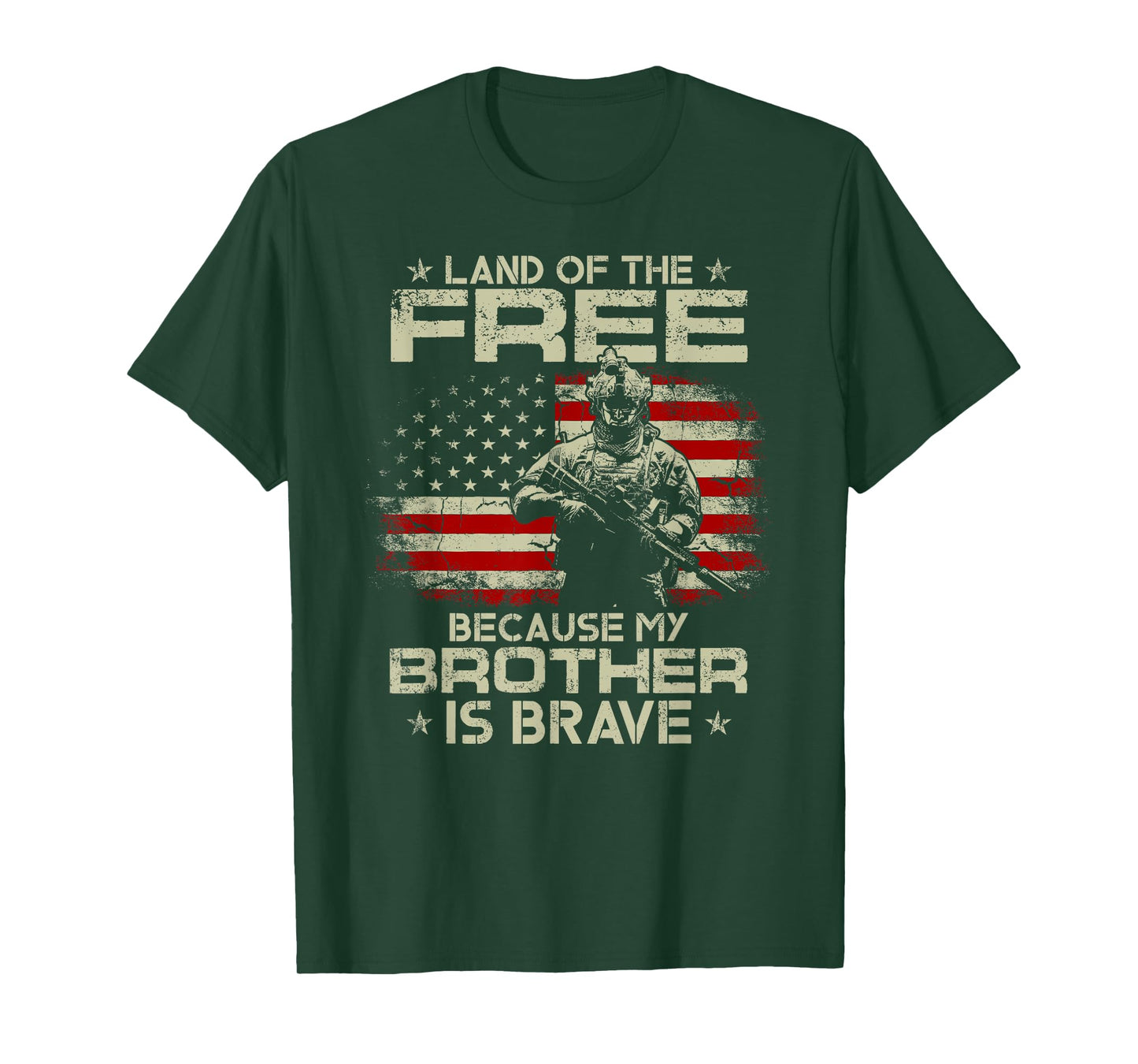 USA Veteran Land Of The Free Because My Brother Is Brave T-Shirt