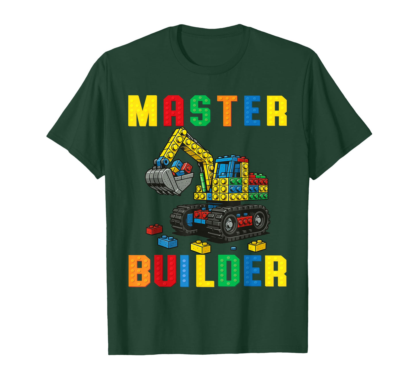 Funny Family Master Builder Building Bricks Blocks Kids Boys T-Shirt