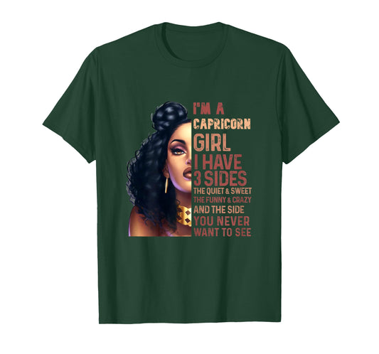 I Have 3 Side Capricorn Girl Cool Zodiac Astrology Star Sign T-Shirt