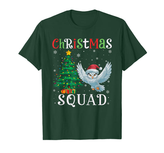 Snowy Owl Squad Boys Girls Kids Christmas Tree Lights T-Shirt