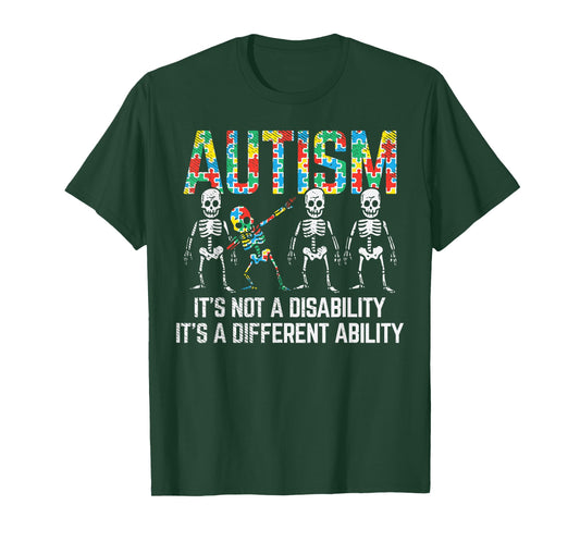 Dabbing Skeleton Not A Disability Autism Awareness Kids Boys T-Shirt