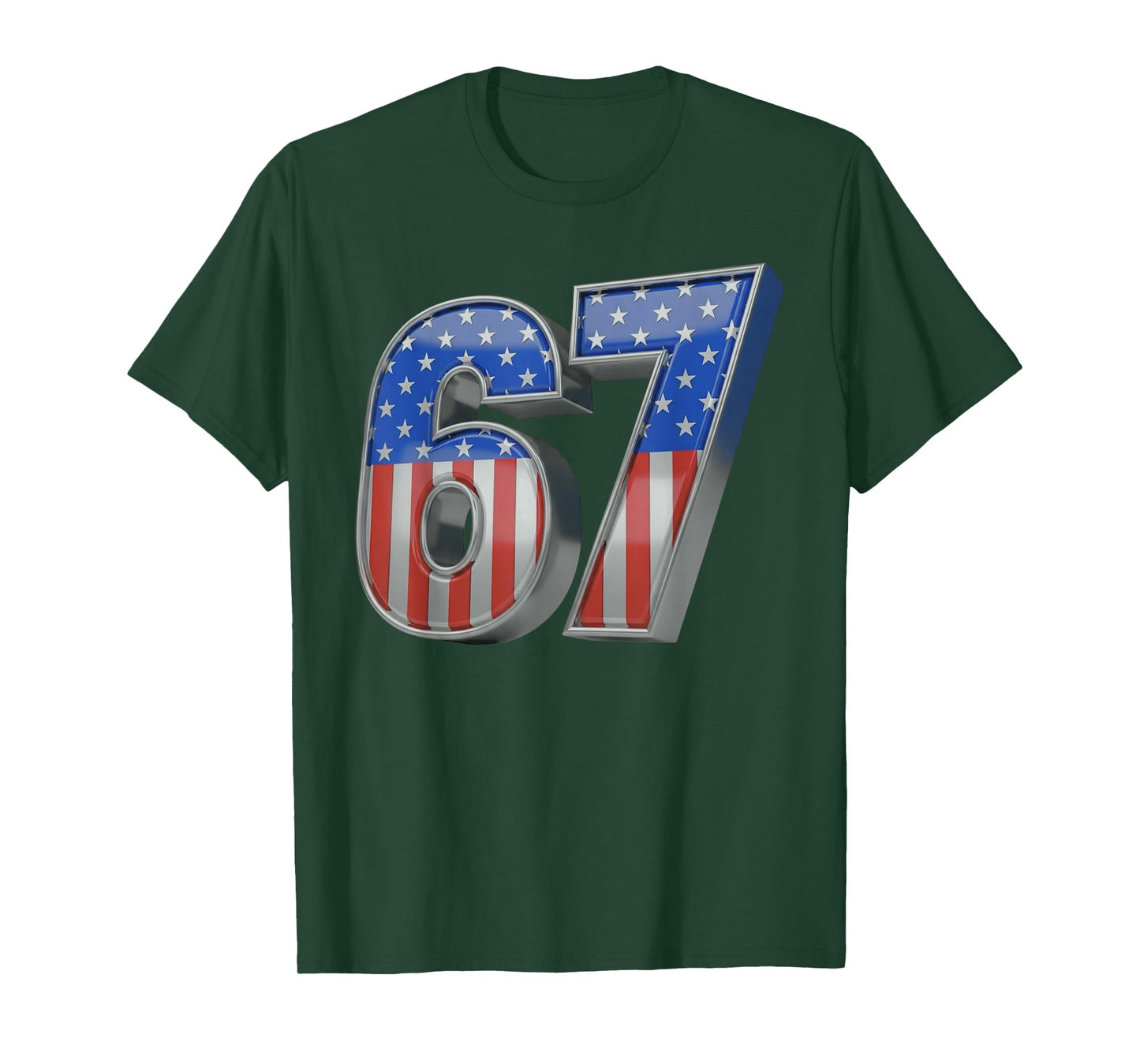 USA Flag 67 Meme Six Seven Slang 67th Birthday Adult Kid T-Shirt