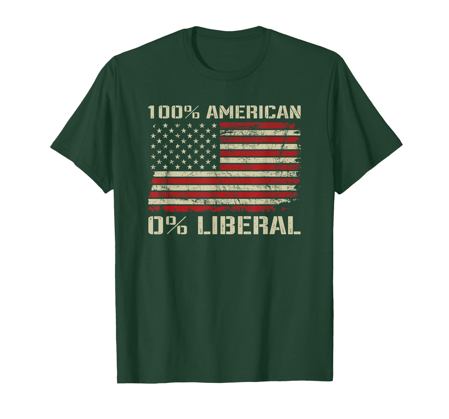 100% American 0% Liberal - Funny Republican USA Flag T-Shirt