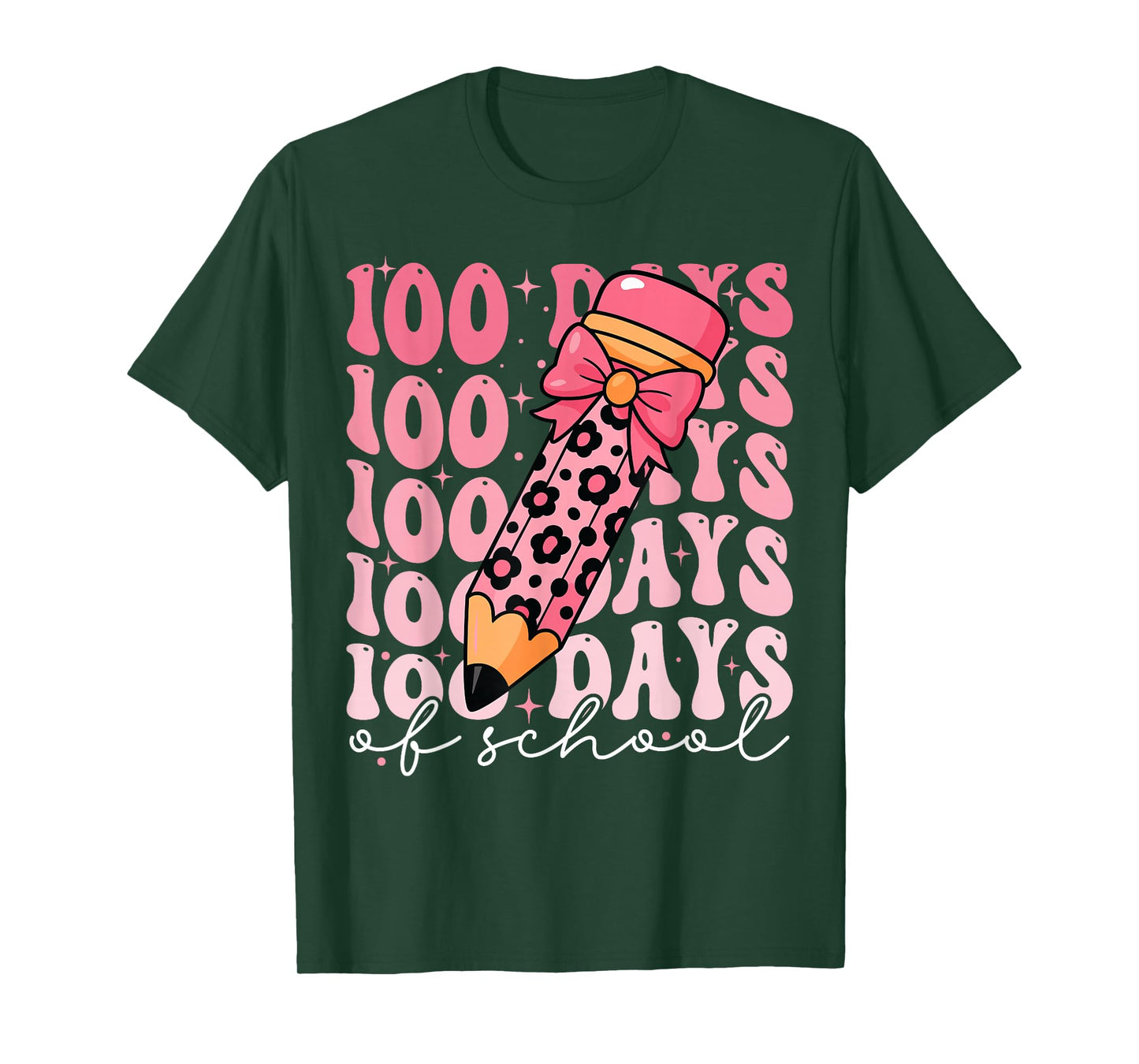 100 Days of School Pink Preppy 100th Day of School Girls T-Shirt