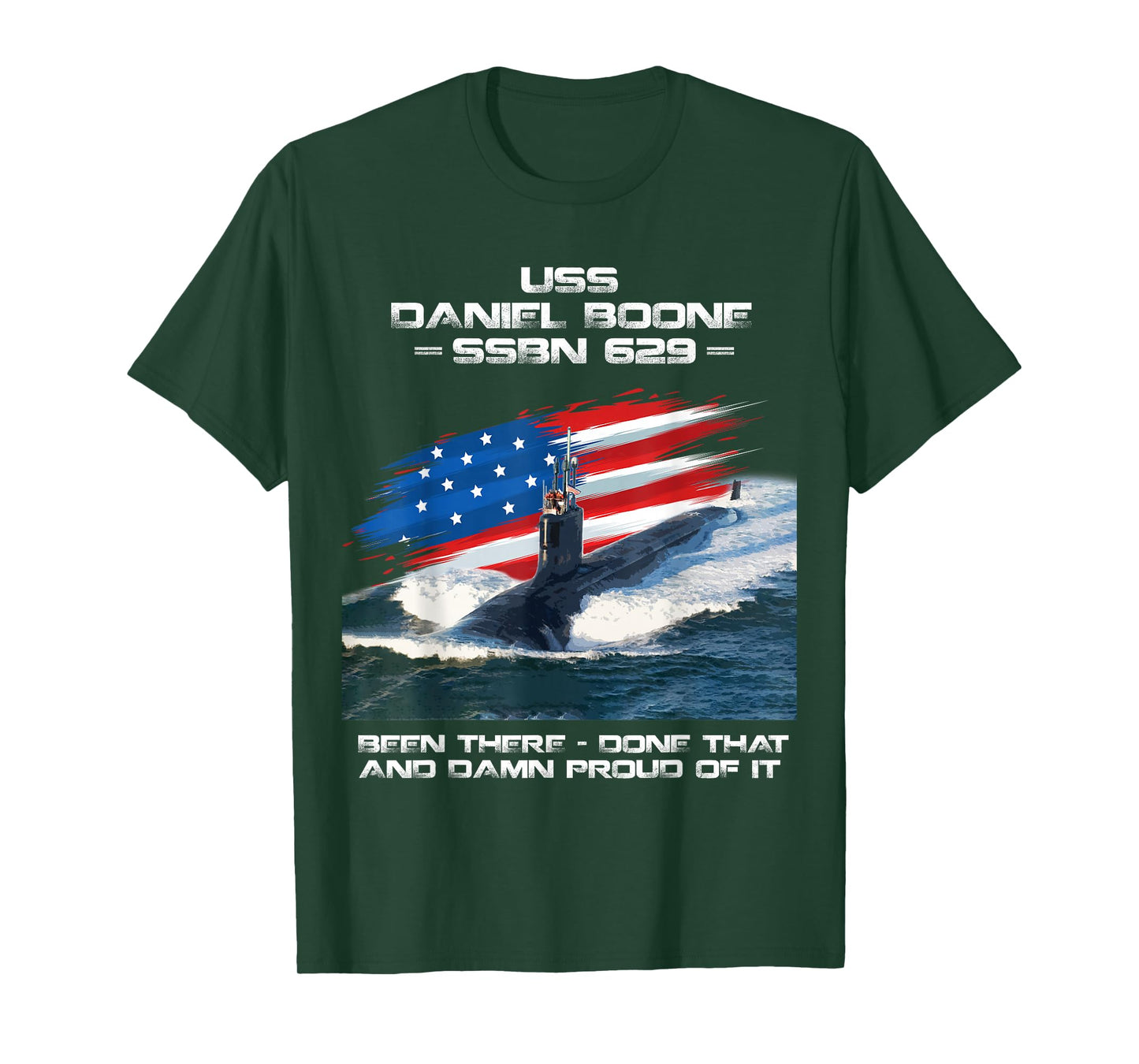 USS Daniel Boone SSBN-629 American Flag Submarine Veteran T-Shirt