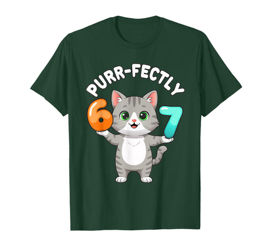 67 Cat Pun Six Seven Meme Gen Alpha Z Humor Purrfectly Pet T-Shirt